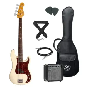 SX PB Electric Bass Guitar - Starter Pack - White